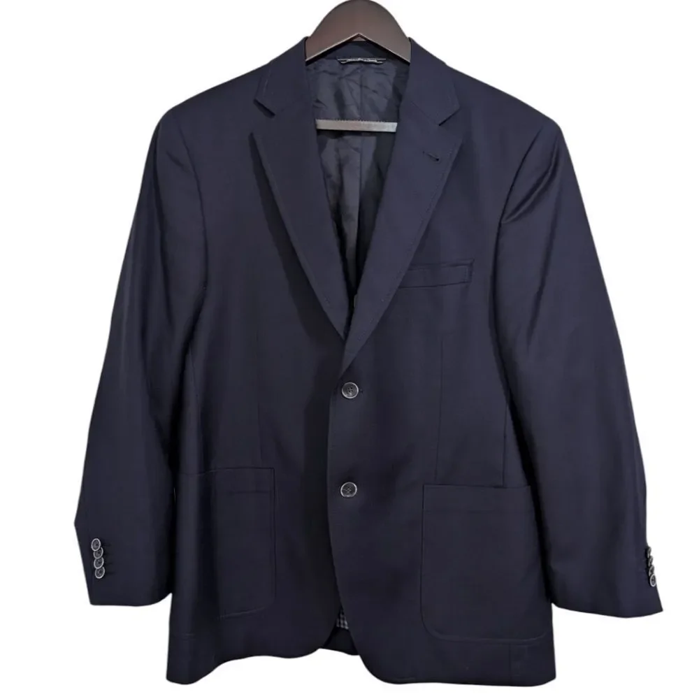 Sam Malouf Authentic Luxury Navy Blue Wool Sport Coat Blazer - 41S